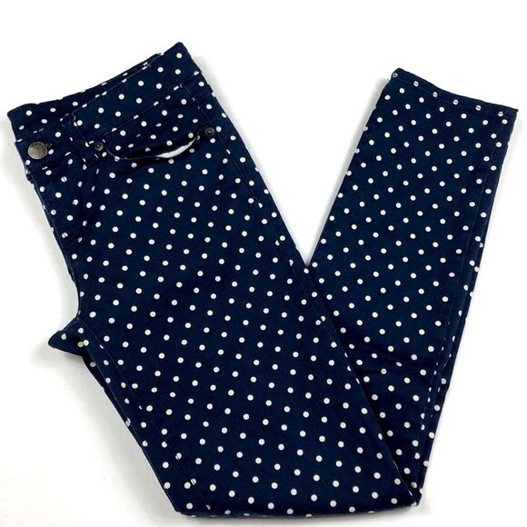 J. Crew Toothpick navy with white polka dot jeans - Picture 1 of 8